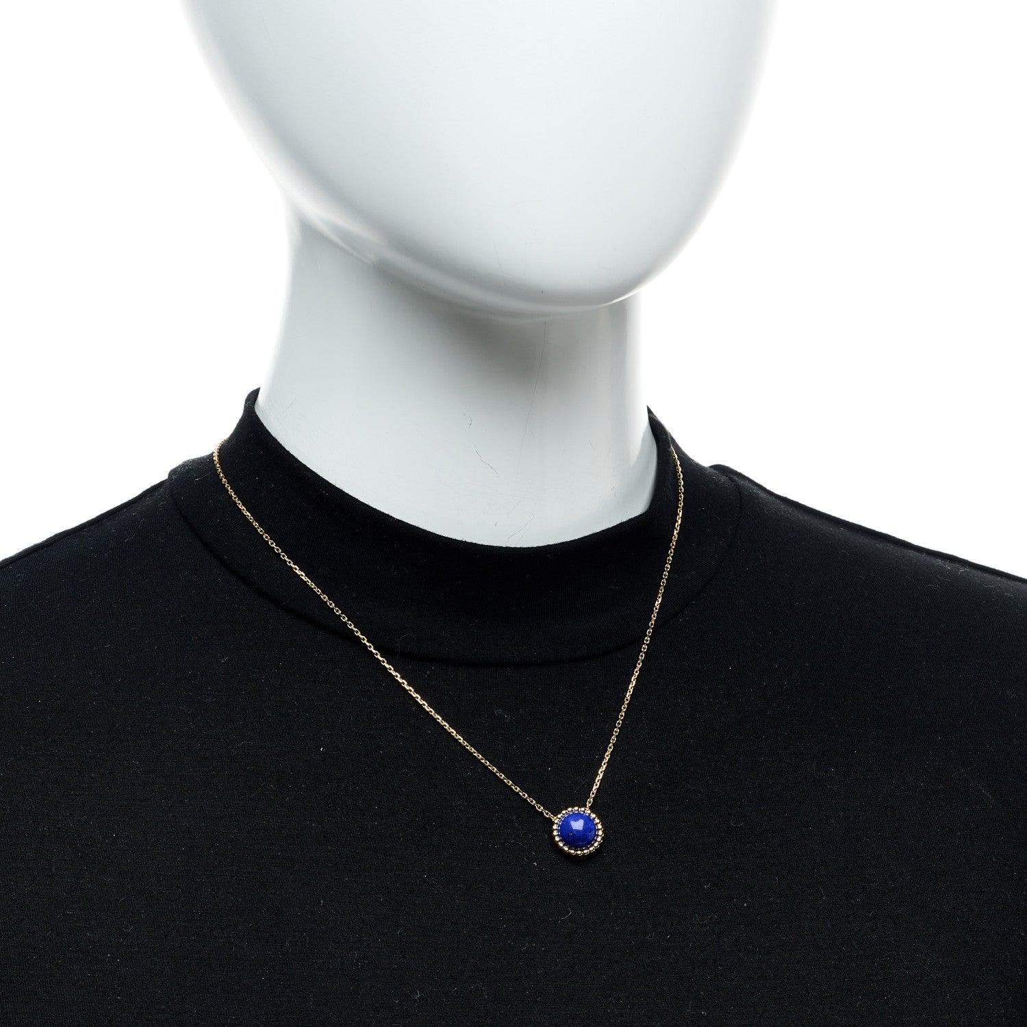 Van Cleef & Arpels 18K Yellow Gold Lapis Lazuli Perlee Couleurs Pendant Necklace 2 of 6
