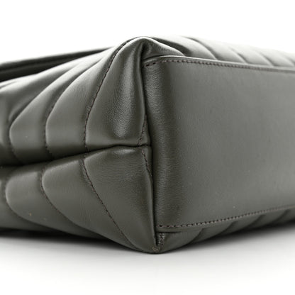 Saint Laurent Calfskin Y Quilted Monogram Small Loulou Chain Satchel Olive 9 of 15