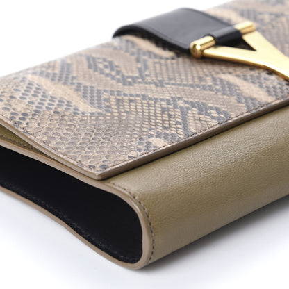 Saint Laurent Snakeskin Calfskin Y Ligne Clutch Black Olive 6 of 11