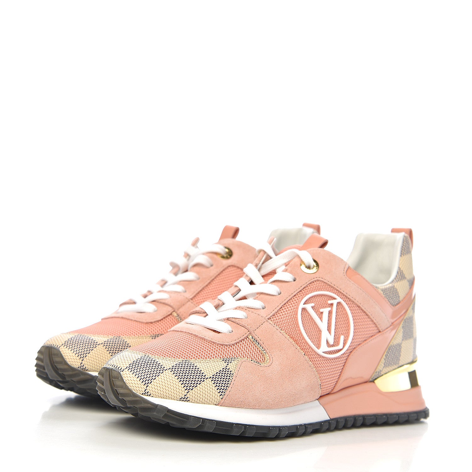 Louis Vuitton Suede Damier Azur Run Away Sneakers 37 Pink 3 of 9