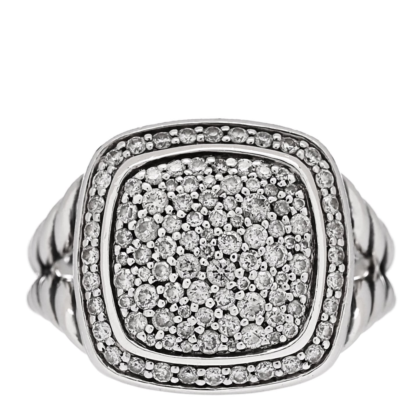 Sterling Silver Diamond 11mm Albion Pave Ring 52 6