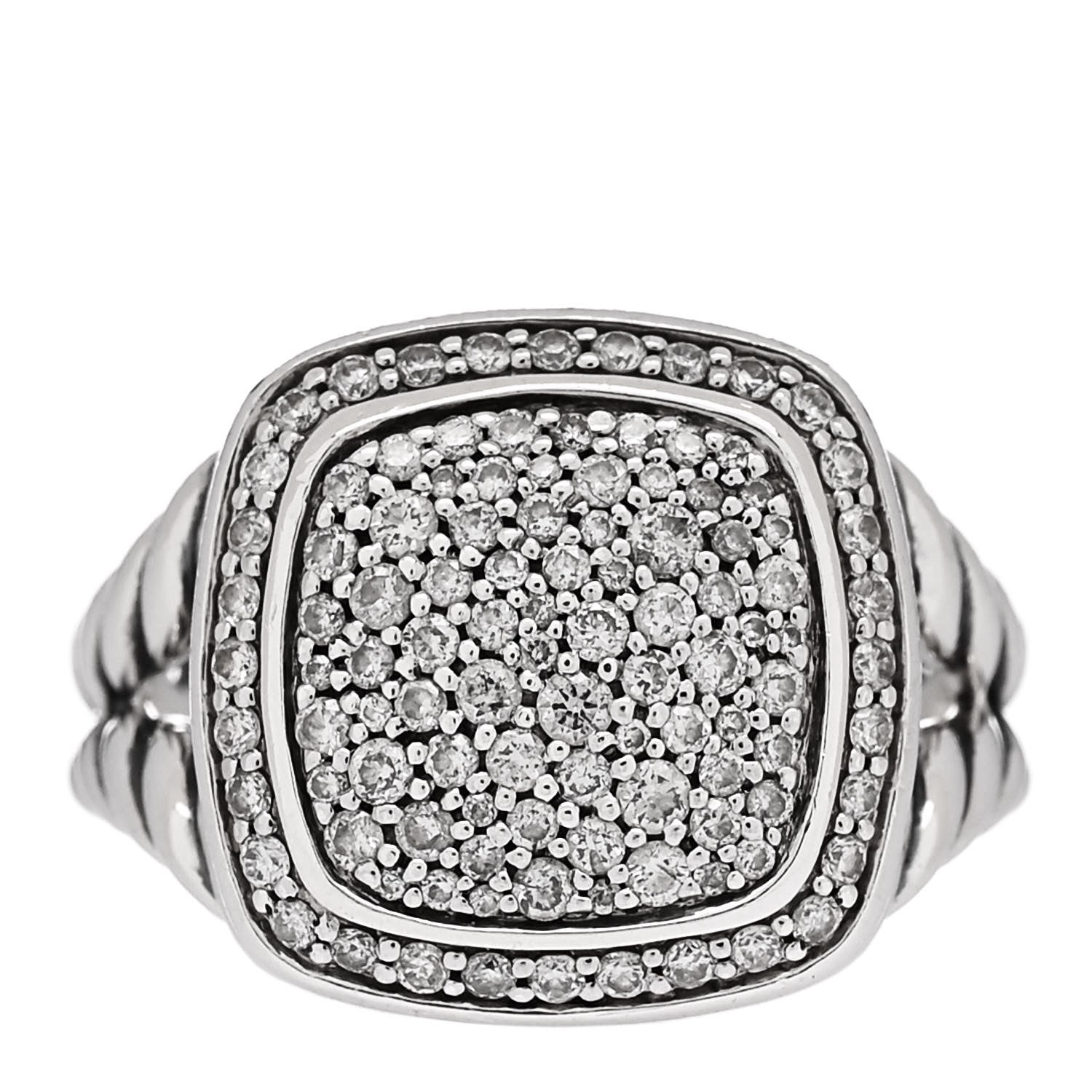 David Yurman Sterling Silver Diamond 11mm Albion Pave Ring 52 6 1 of 5
