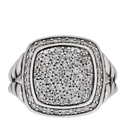 David Yurman Sterling Silver Diamond 11mm Albion Pave Ring 52 6 1 of 5