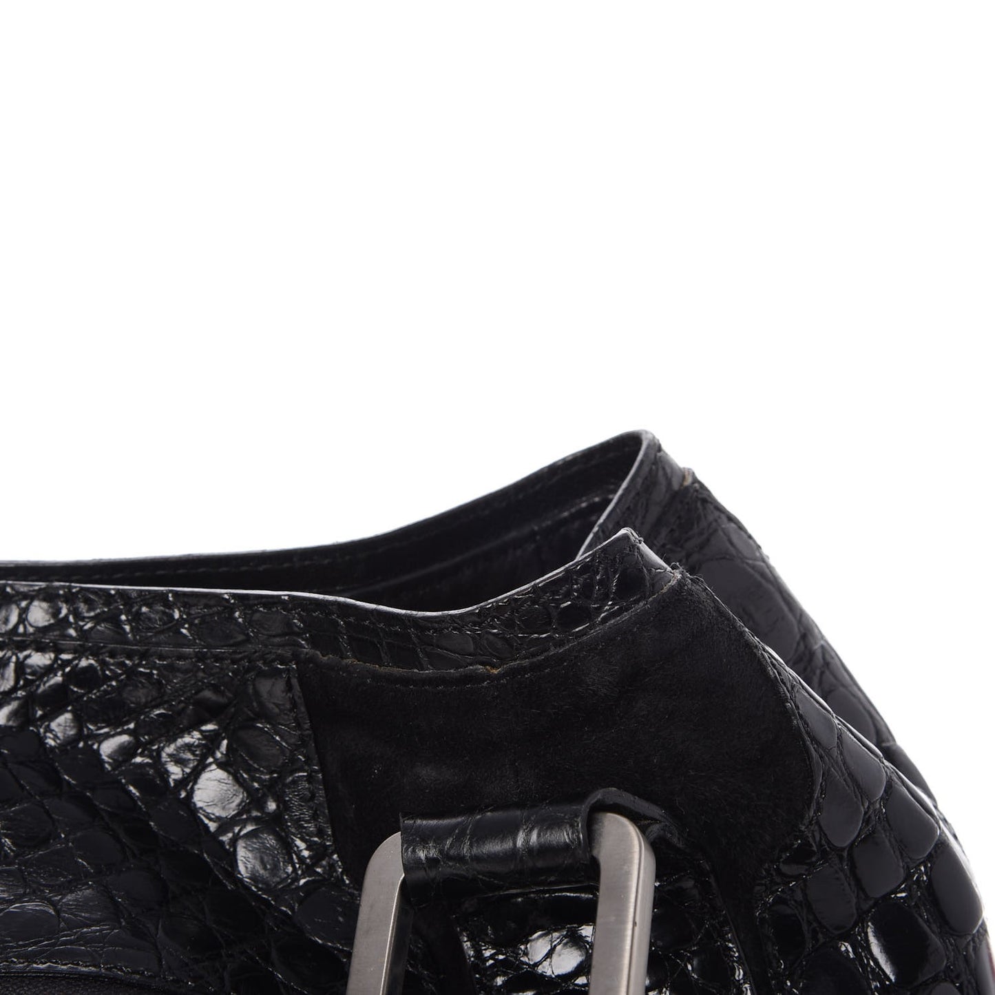 Croc Calfskin Embossed Mahala Black