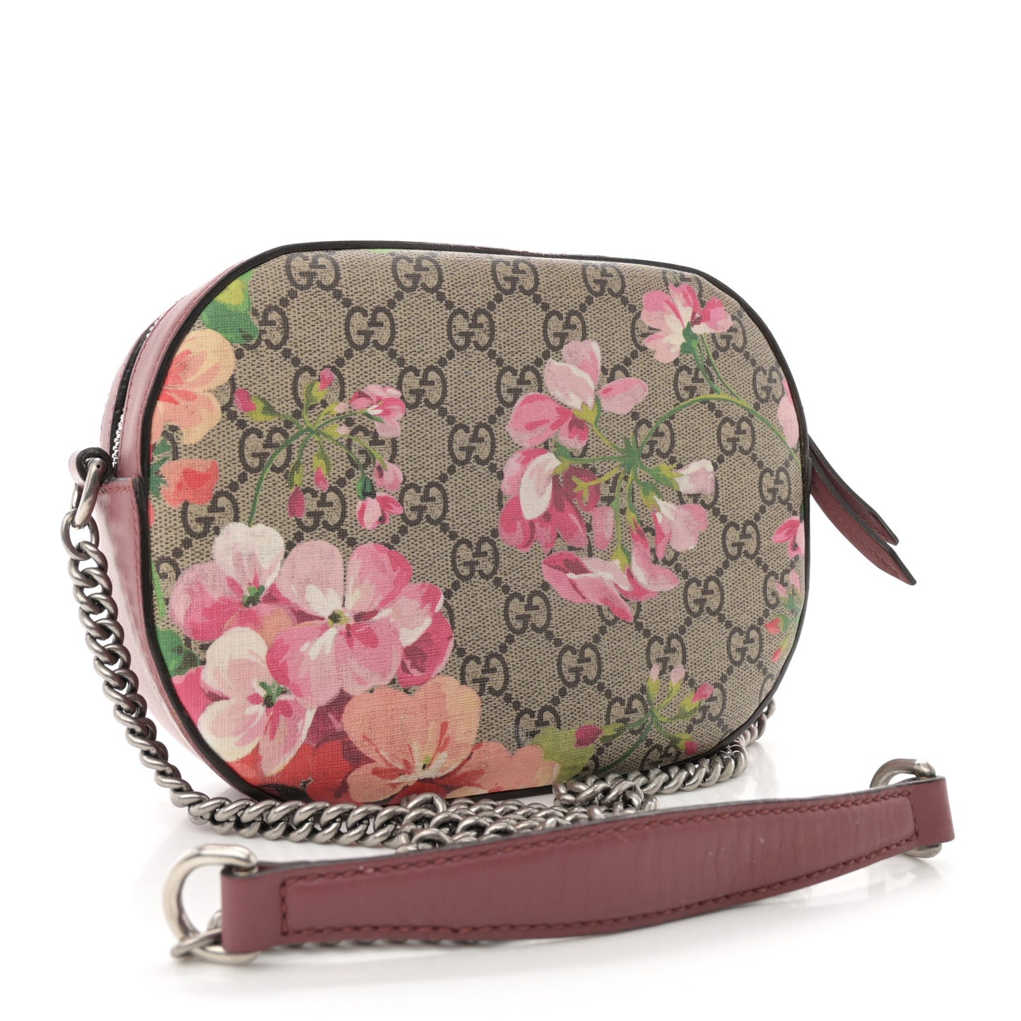 GG Supreme Monogram Blooms Mini Chain Shoulder Bag Beige Multicolor Dry Rose