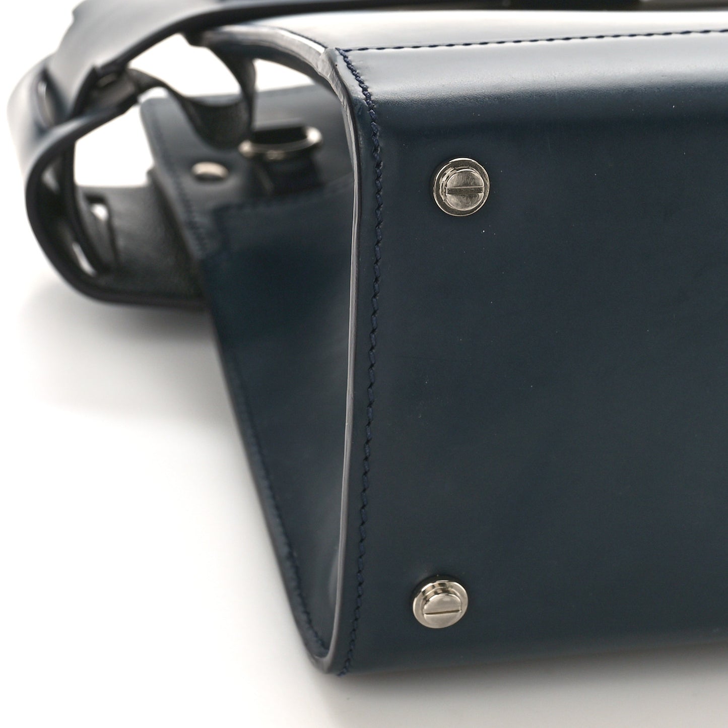 Smooth Calfskin Small Horizon Satchel Night Blue