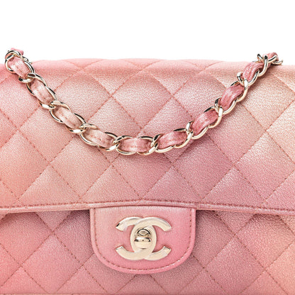 Chanel Metallic Lambskin Quilted Ombre Mini Rectangular Flap Pink 10 of 11