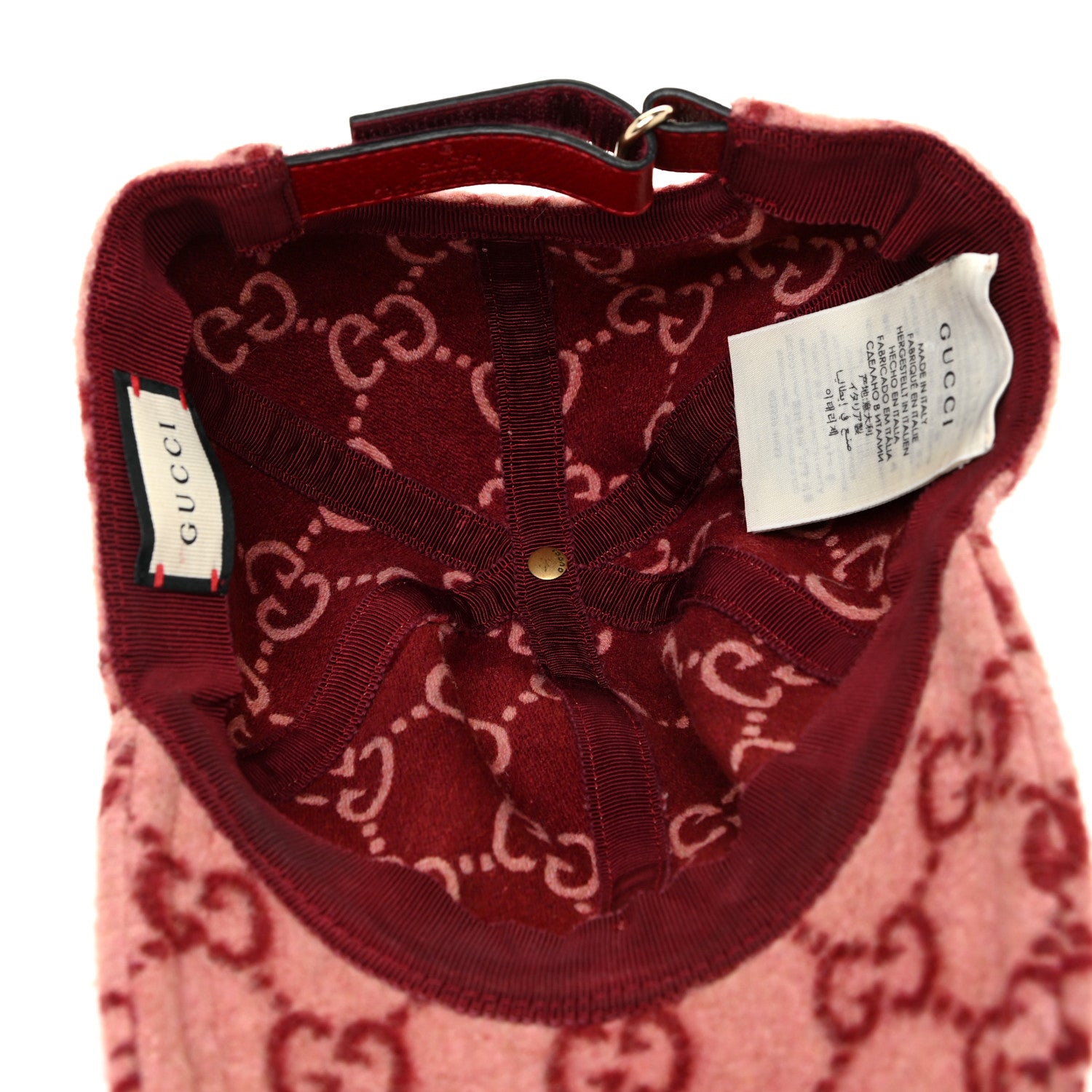 Gucci Covered Wool GG Monogram Baseball Hat S Roseate Red 4 of 6
