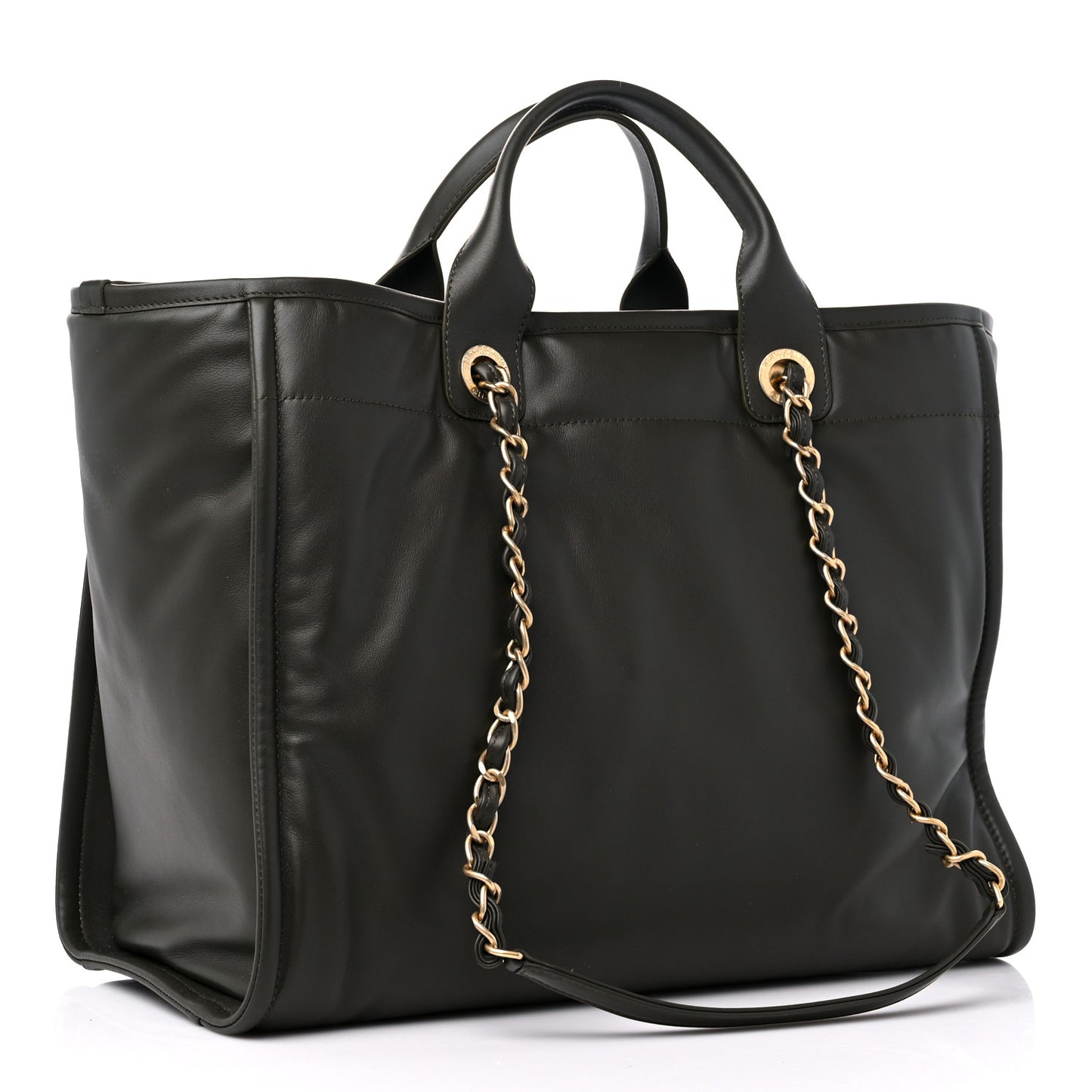 Calfskin Embossed Medium Deauville Tote Khaki