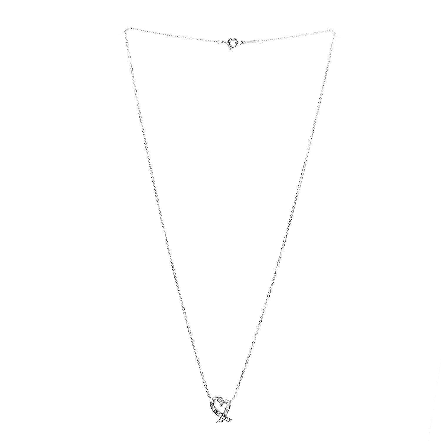 Tiffany Platinum Diamond Paloma Picasso Loving Heart Pendant Necklace 4 of 7