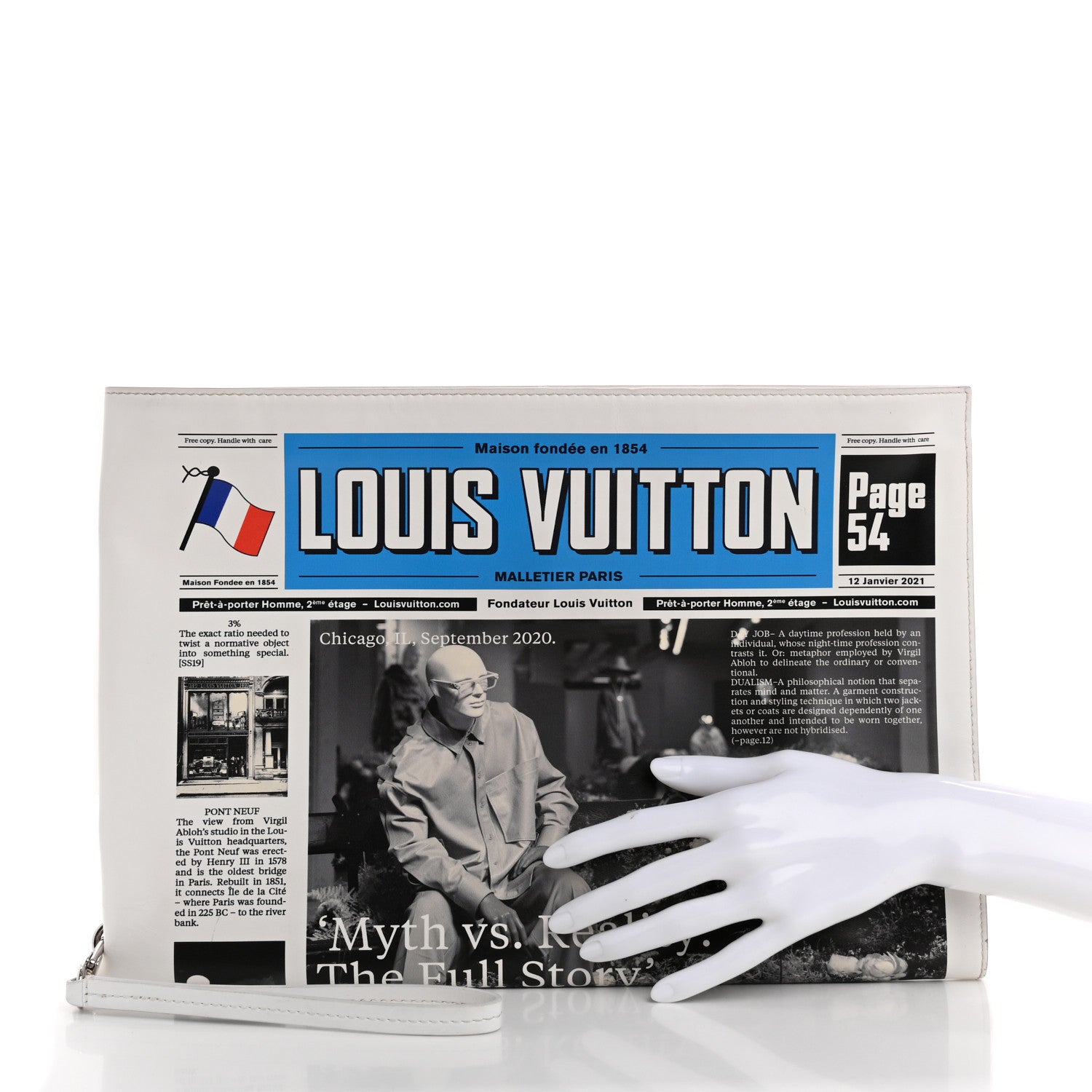 Louis Vuitton Calfskin Newspaper Print Pouch 2 of 15