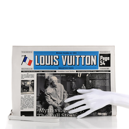 Louis Vuitton Calfskin Newspaper Print Pouch 2 of 15