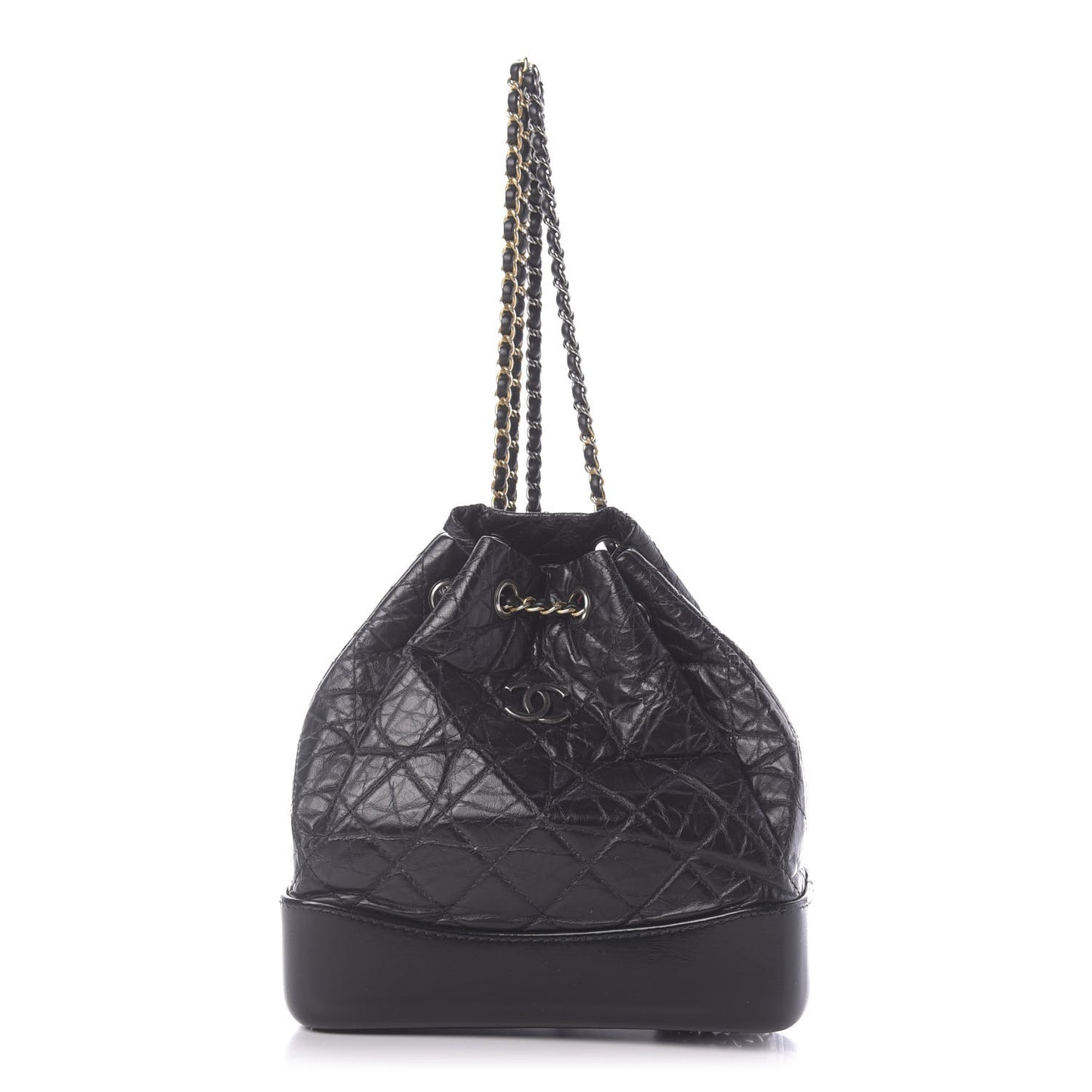Aged Calfskin Quilted Small Gabrielle Backpack Black
