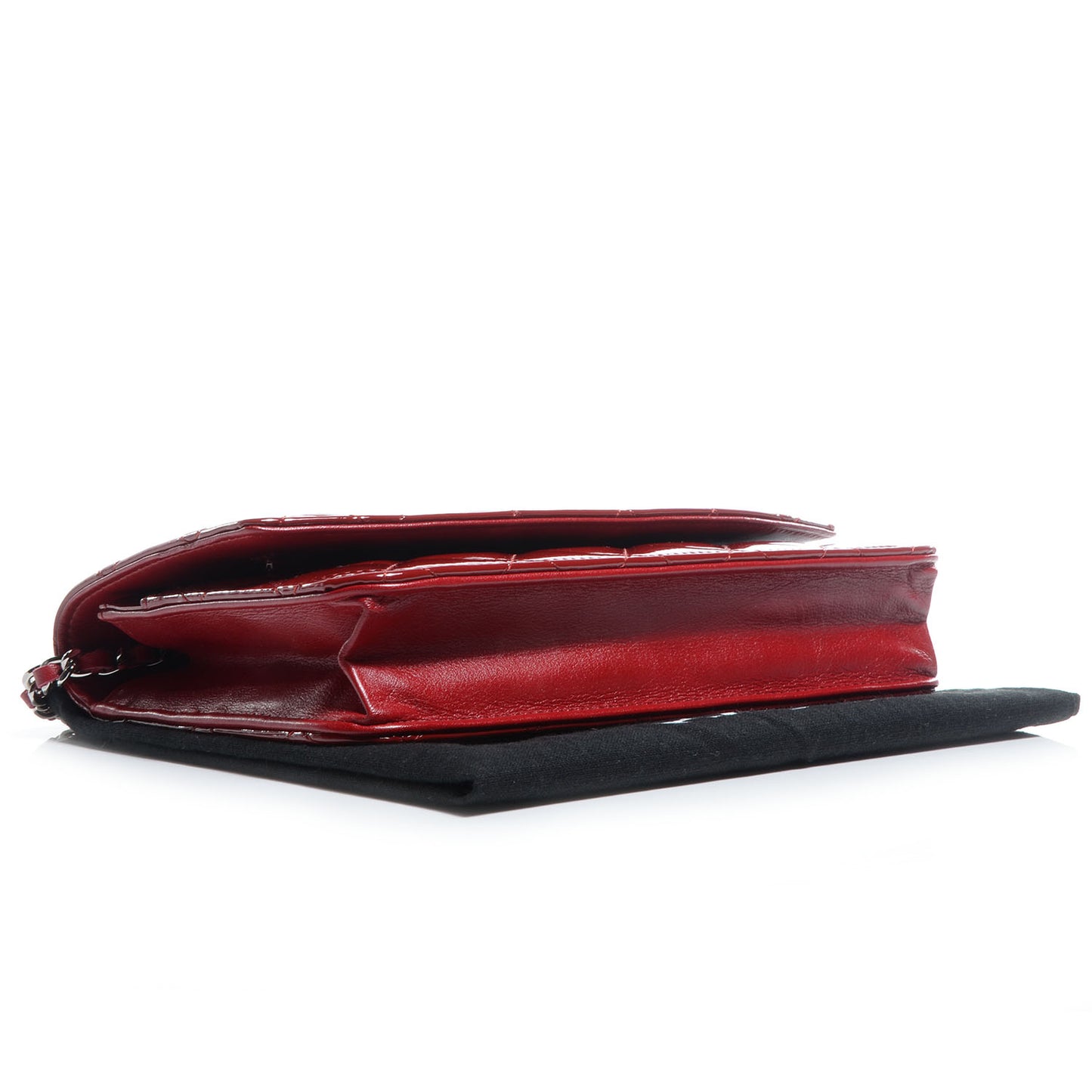 Patent Quilted Brilliant Wallet On Chain WOC Red
