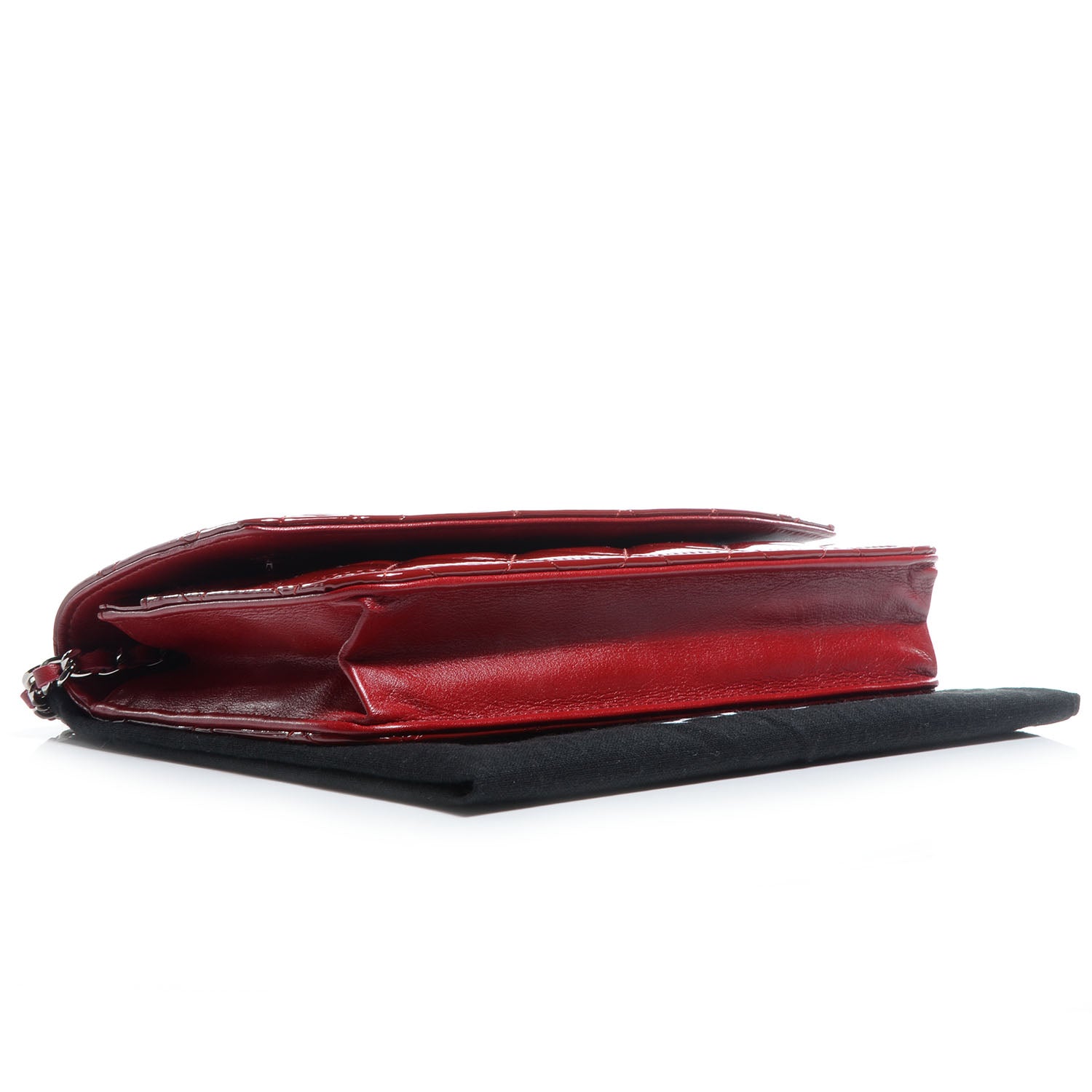 Chanel Patent Quilted Brilliant Wallet On Chain WOC Red 4 of 7