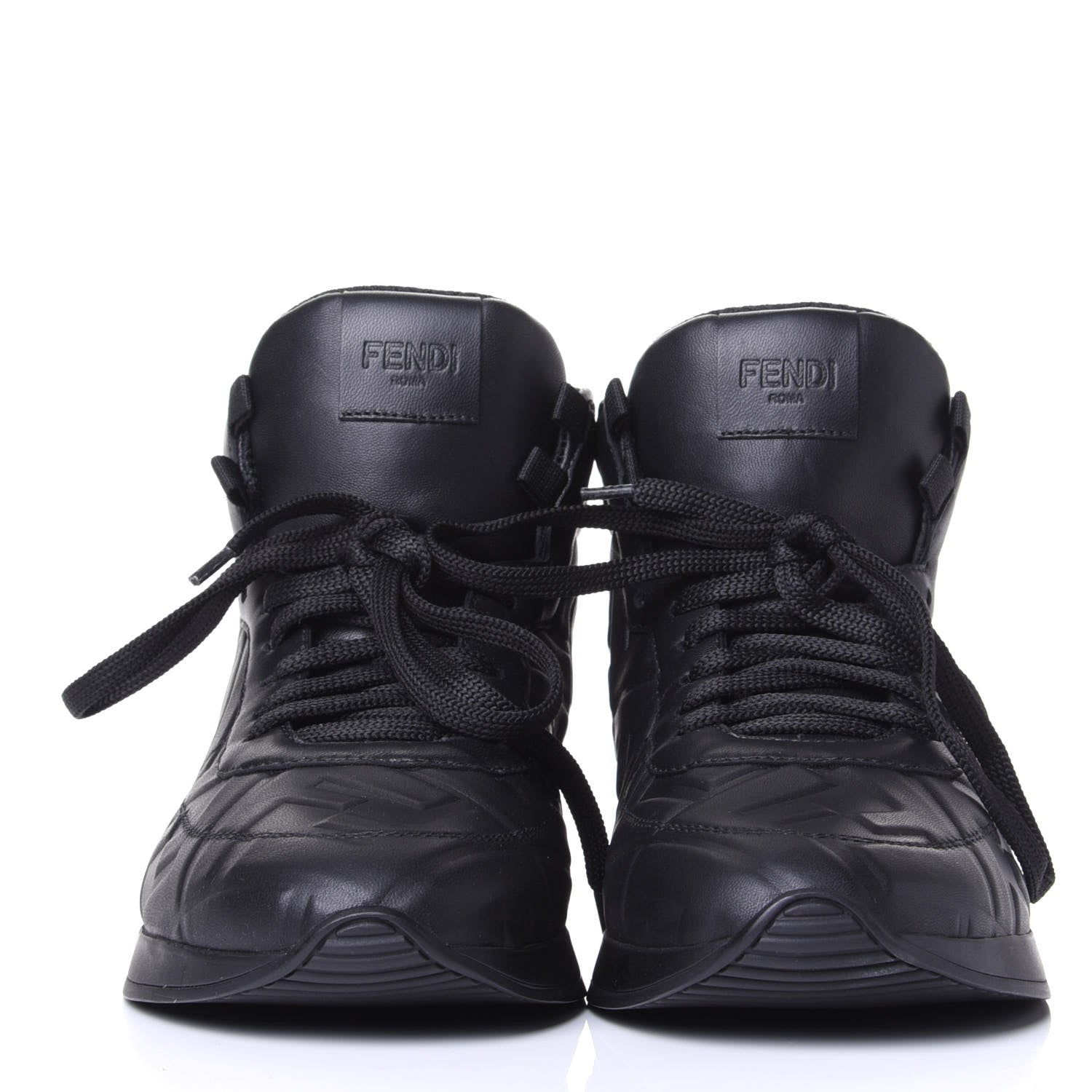 Fendi Nappa Macro FF Embossed High Top Sneakers 37 Black 2 of 11