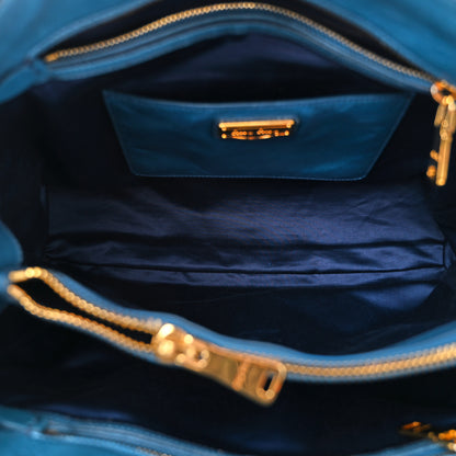 Miu Miu Vitello Shine Double Zip Tote Oceano 5 of 11