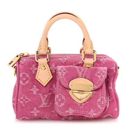 Louis Vuitton Monogram Denim Nano Speedy Fuchsia 1 of 9