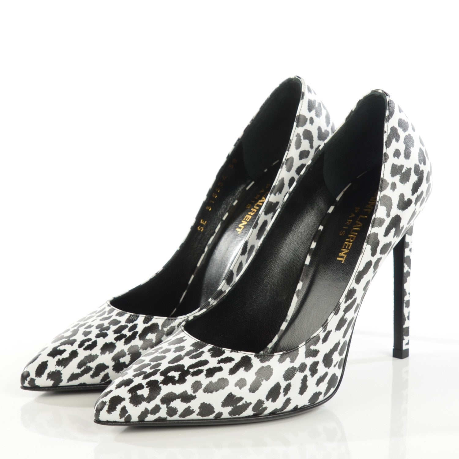 Saint Laurent Soft Calfskin Baby Cat Paris 105 Pumps 38 Bianco Nero Black 3 of 8