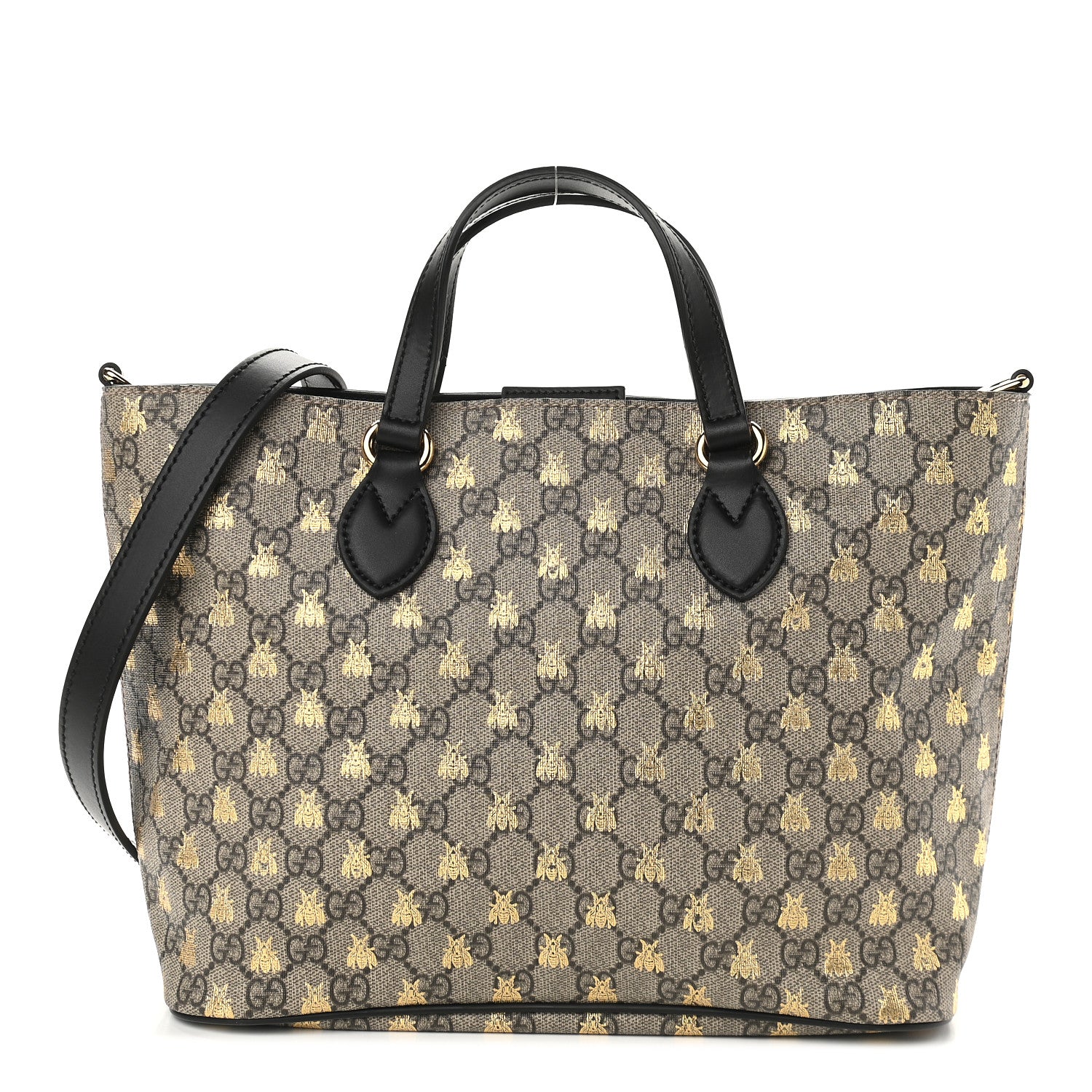 Gucci Soft GG Supreme Monogram Bees Small Crossbody Tote Beige Oro Black 1 of 9