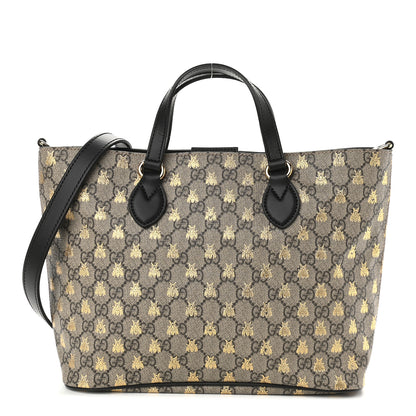 Gucci Soft GG Supreme Monogram Bees Small Crossbody Tote Beige Oro Black 1 of 9