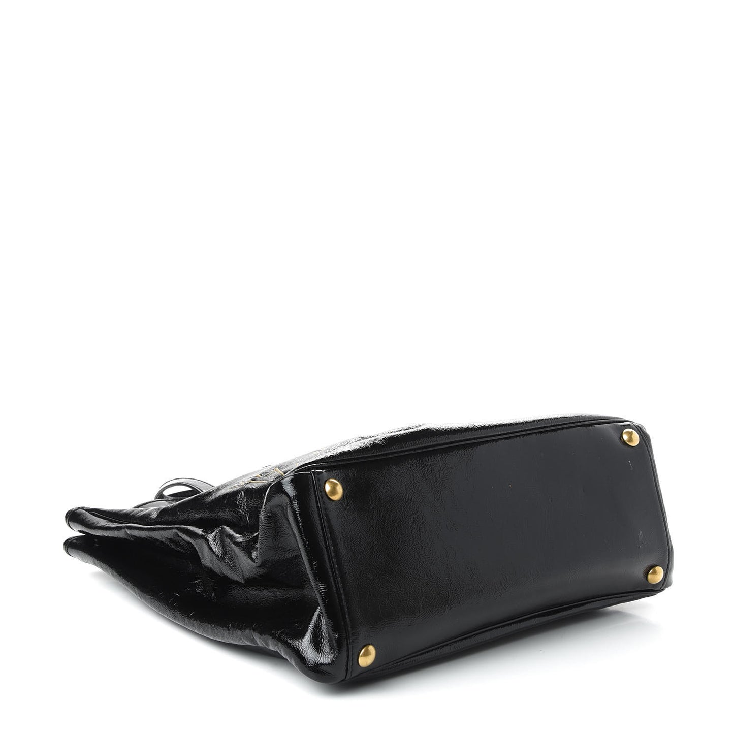 Textured Patent Large Y-Mail Tote Black