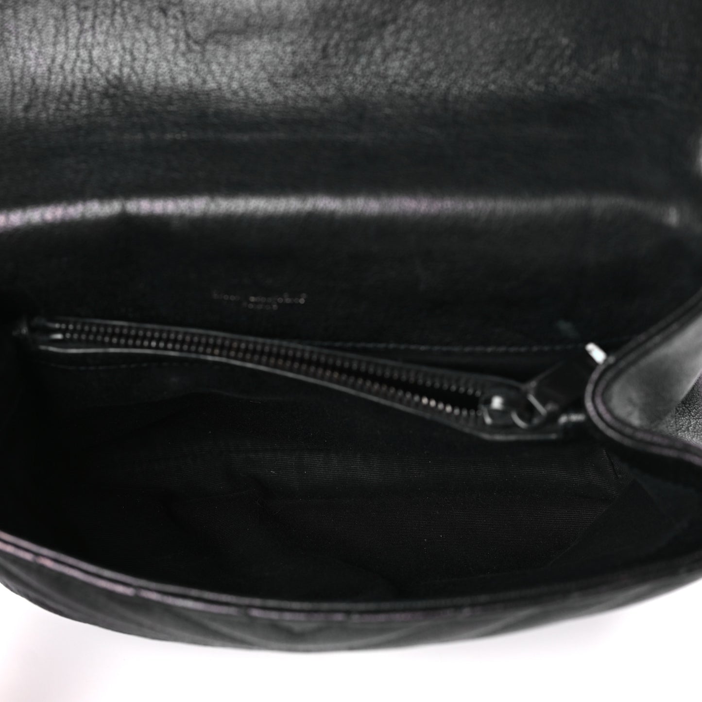Sheepskin Matelasse Chevron Monogram Monochrome Medium College Bag Black