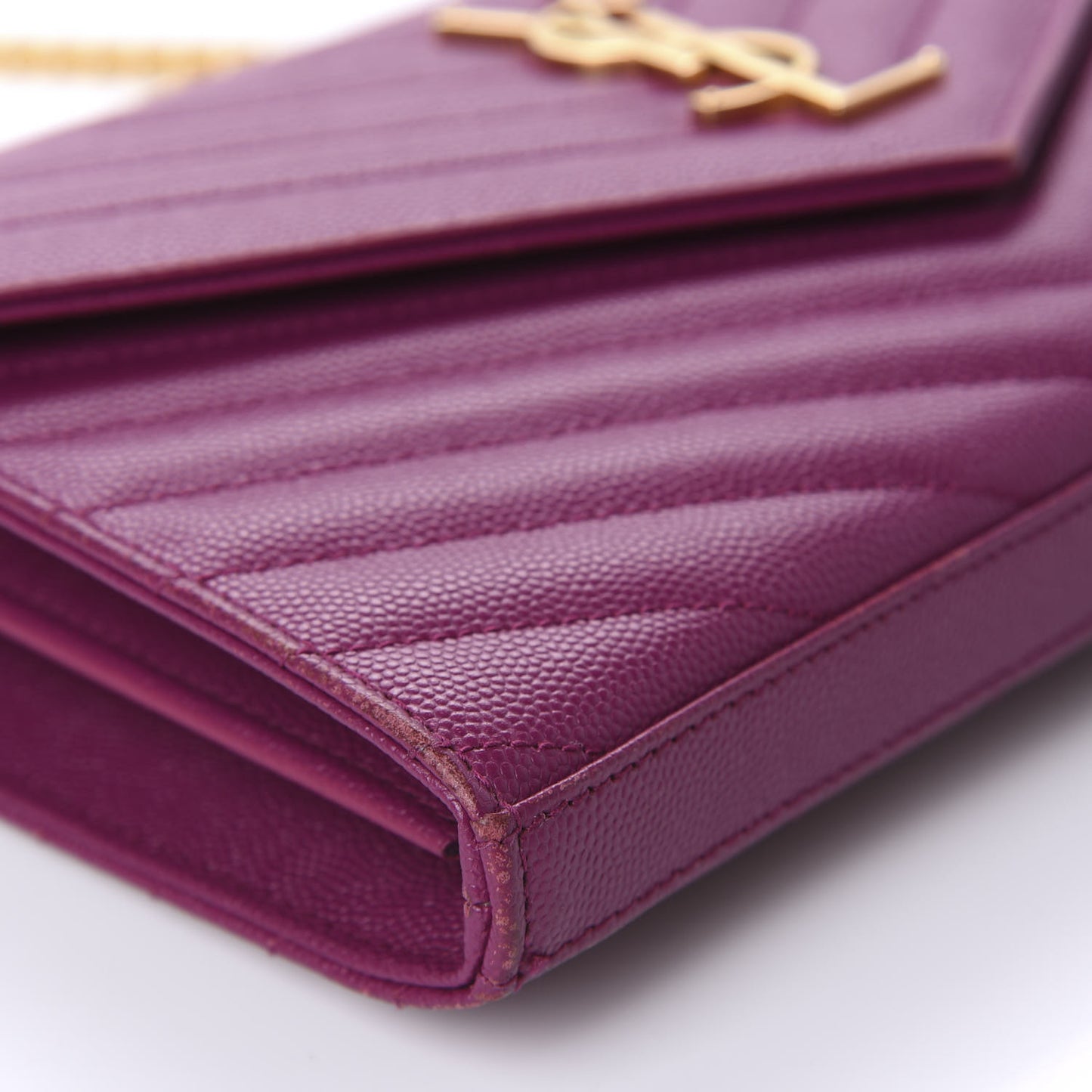 Grain De Poudre Matelasse Chevron Monogram Chain Wallet Dark Grape