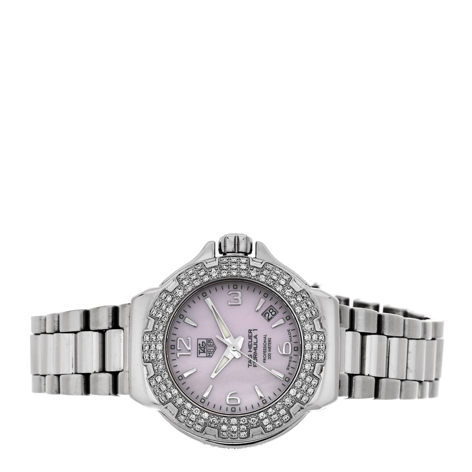 Tag Heuer Stainless Steel Diamond Bezel Pink Mother of Pearl 36mm Formula 1 Lady Quartz Watch WAC1216-0 2 of 4