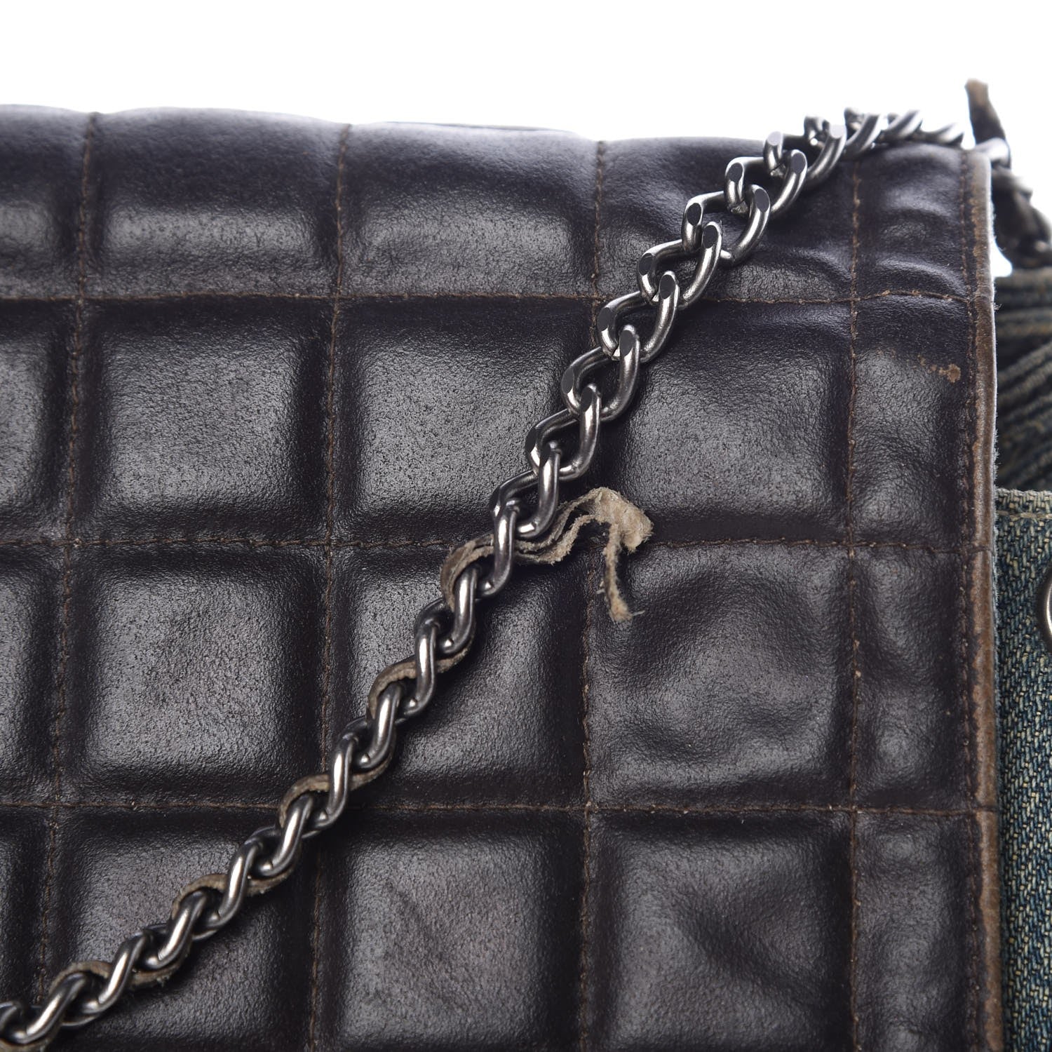 Chanel Denim Lambskin Chocolate Bar Accordion Flap Brown 11 of 20