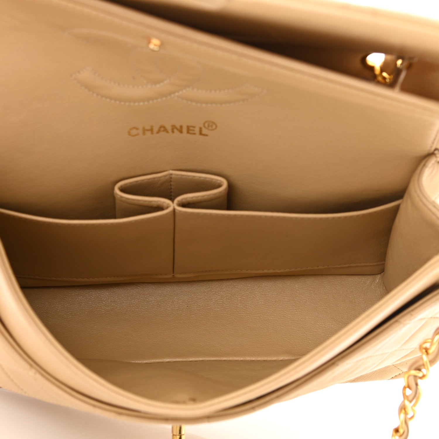 Chanel Lambskin Quilted Medium Double Flap Beige 7 of 13