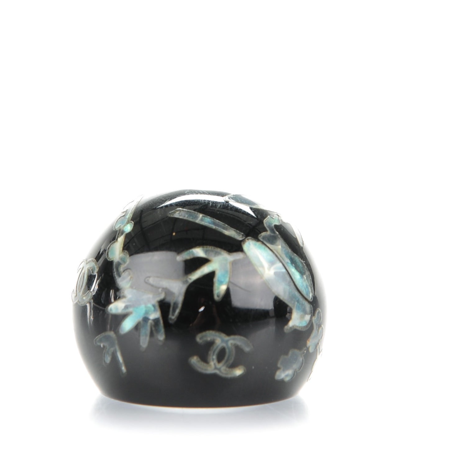 Resin Glitter Enamel CC Bird Ring Black Green