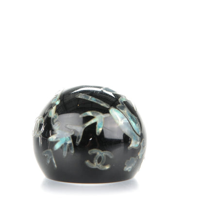Chanel Resin Glitter Enamel CC Bird Ring Black Green 1 of 4