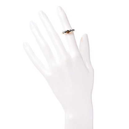 Van Cleef & Arpels 18K Yellow Gold Tiger's Eye Perlee Couleurs Variation Ring 48 4.5 2 of 7
