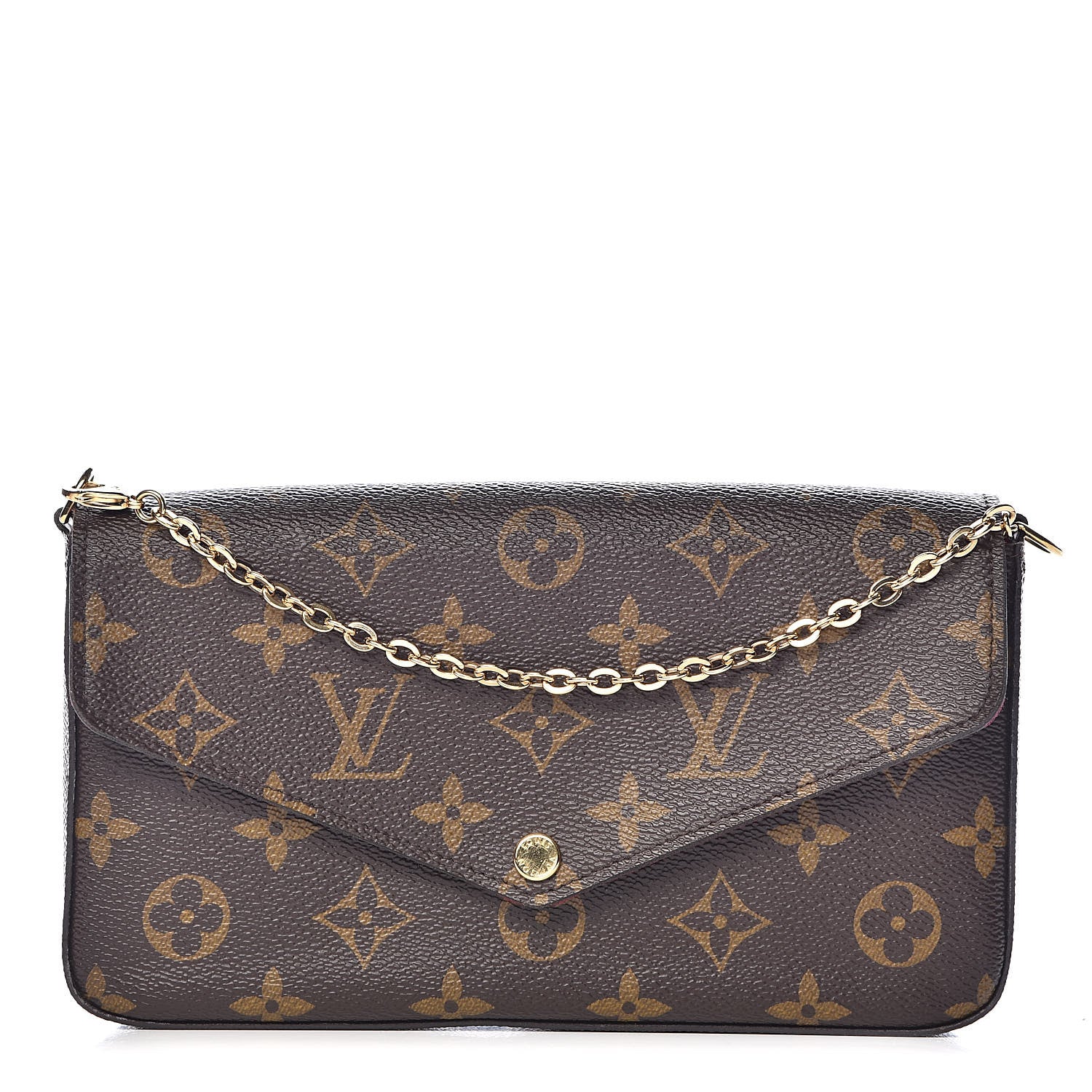Louis Vuitton Monogram Pochette Felicie Chain Wallet Fuchsia 1 of 13