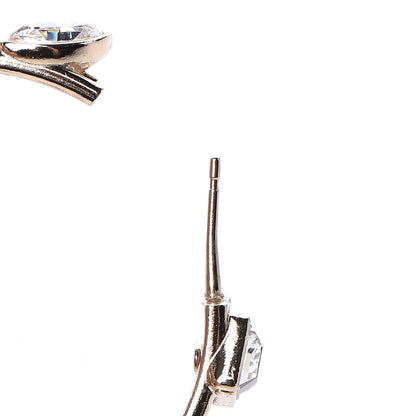 Chanel Glass Pearl Strass Snowfall Hoop Earrings Gold 4 of 7