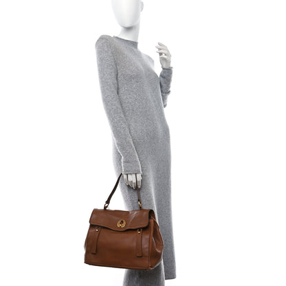 Saint Laurent Calfskin Canvas Medium Muse Two Brown 2 of 9