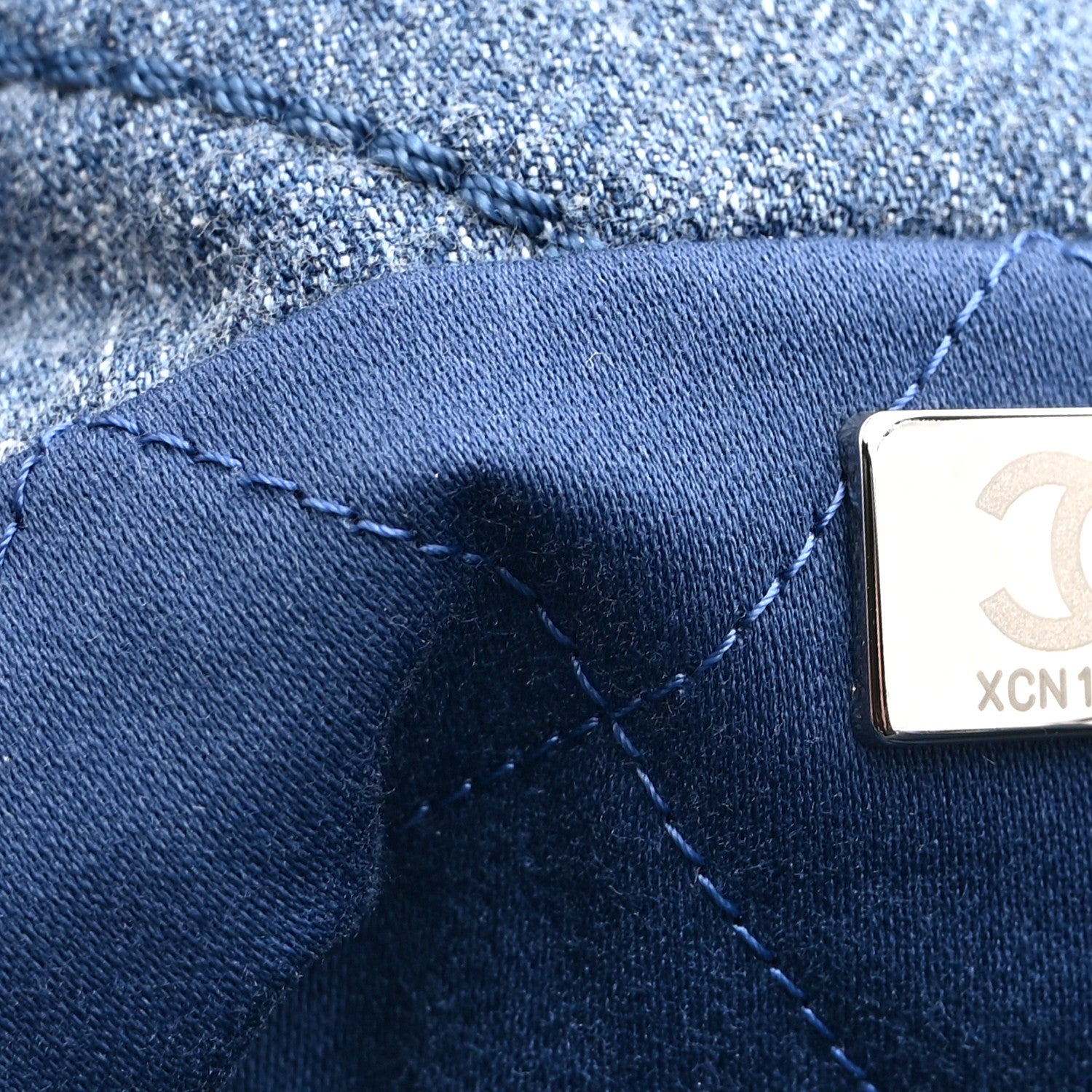 Chanel Washed Denim Quilted Studded Mini Chanel 22 Blue 6 of 10