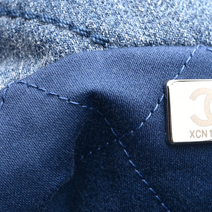 Chanel Washed Denim Quilted Studded Mini Chanel 22 Blue 6 of 10