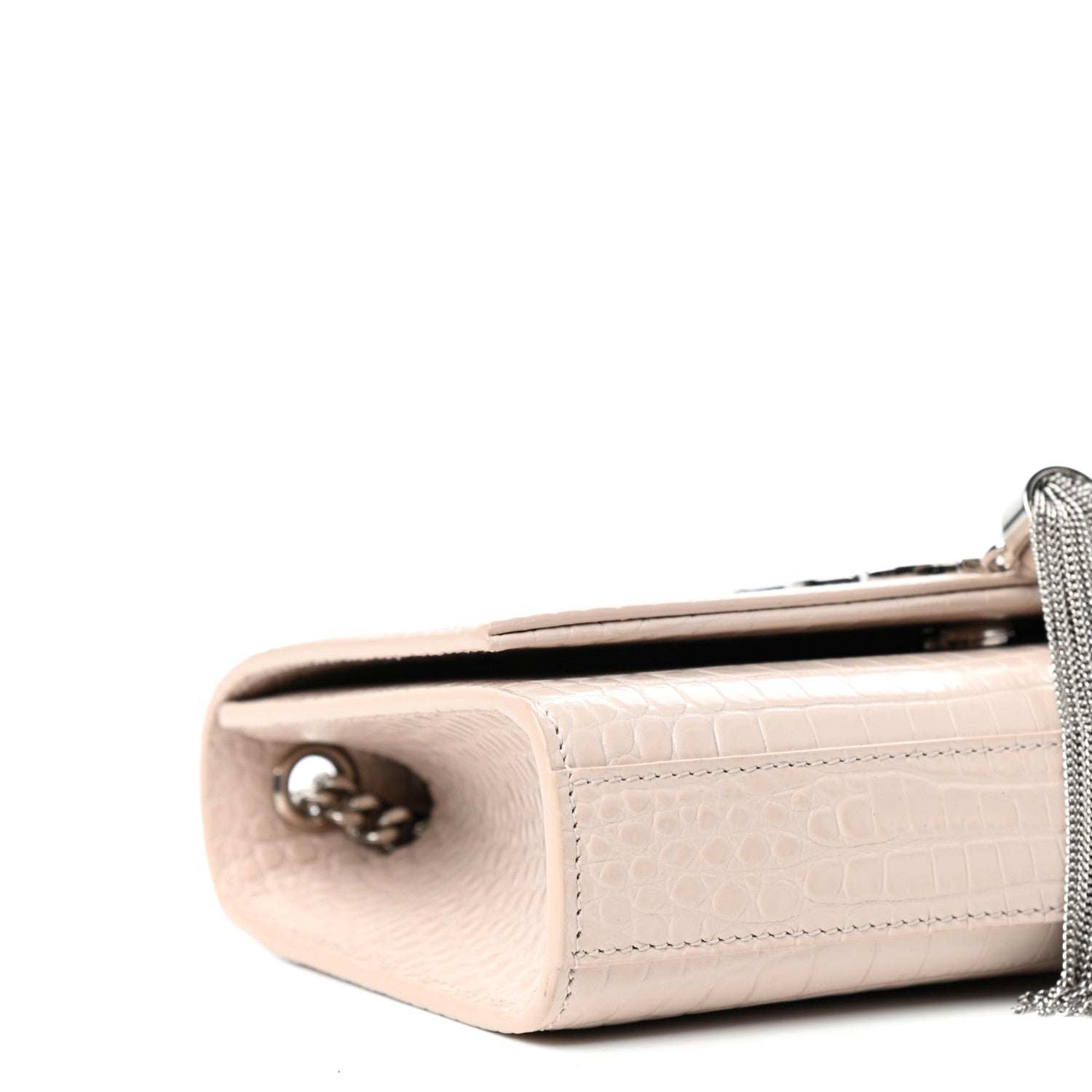 Saint Laurent Calfskin Crocodile Embossed Small Classic Monogram Kate Tassel Satchel Rose Antic 7 of 9