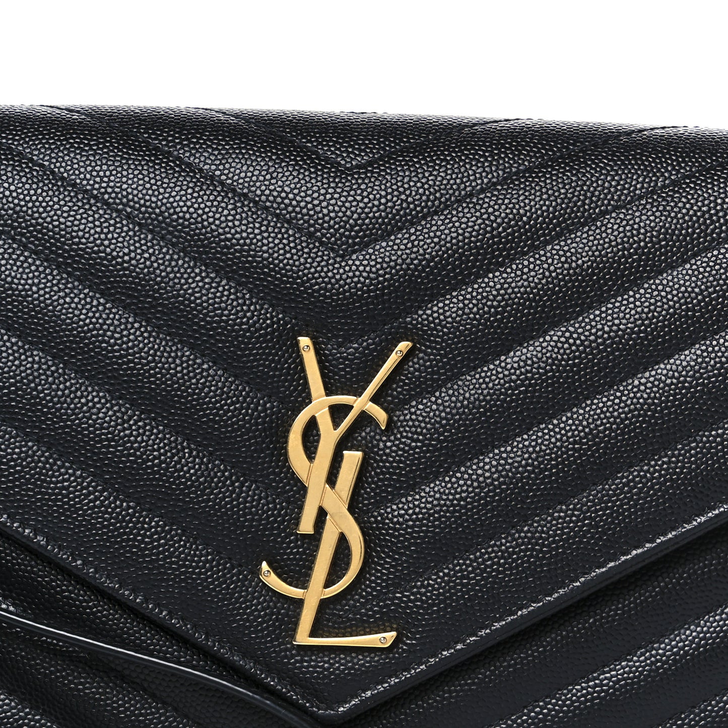 Grain De Poudre Matelasse Chevron Monogram Envelope Clutch Black