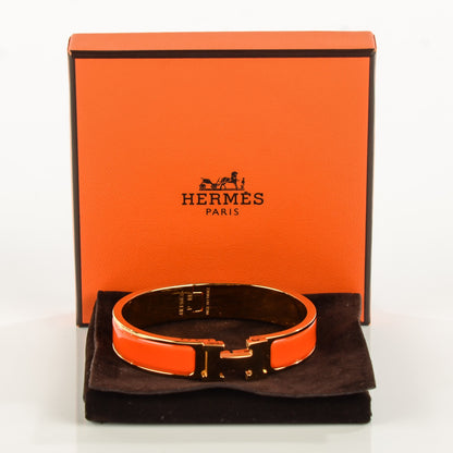 Hermes Enamel Narrow Clic Clac H Bracelet PM Orange 5 of 6