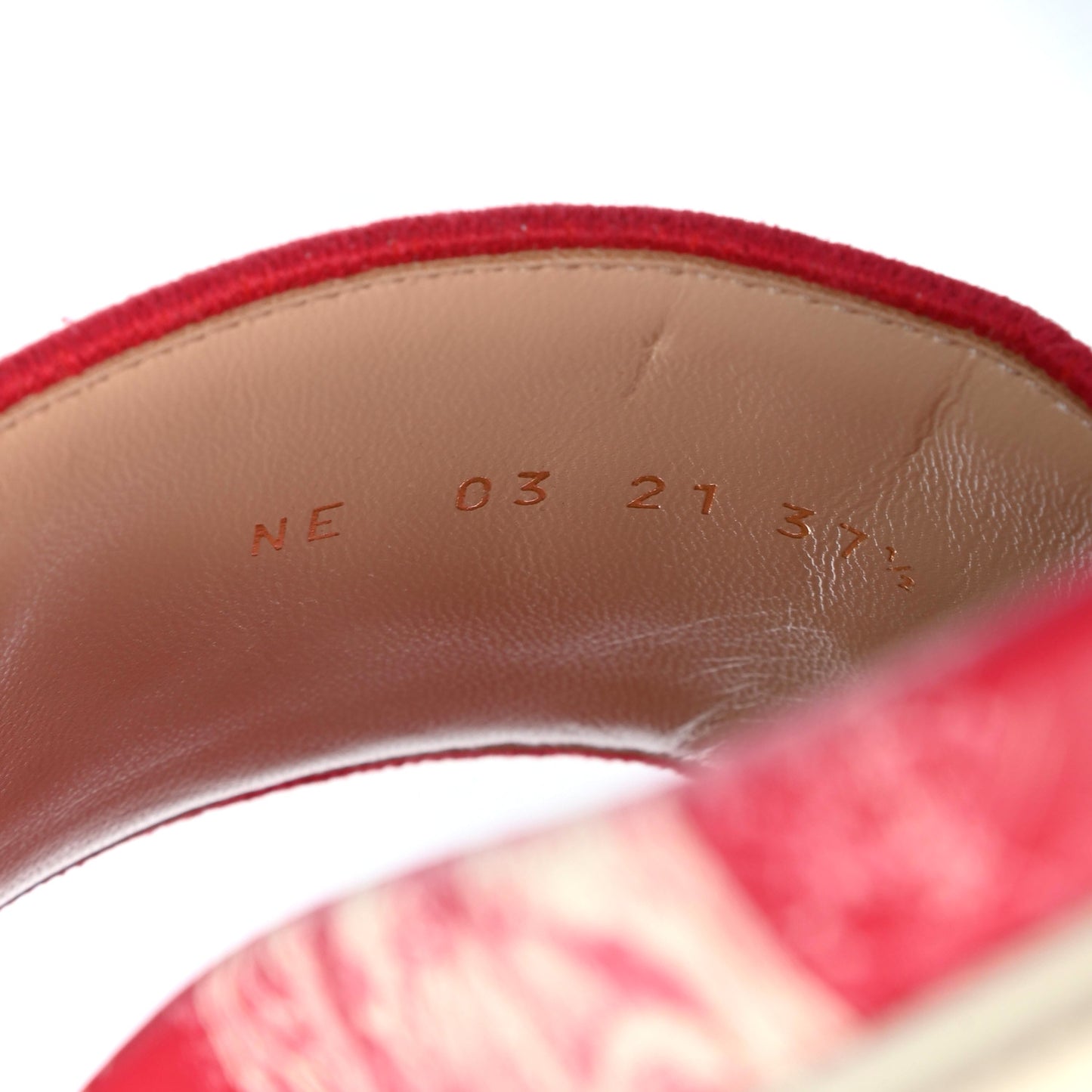 Canvas Toile de Jouy Embroidered Dway 10mm Slide Sandals 37.5 Off White Raspberry
