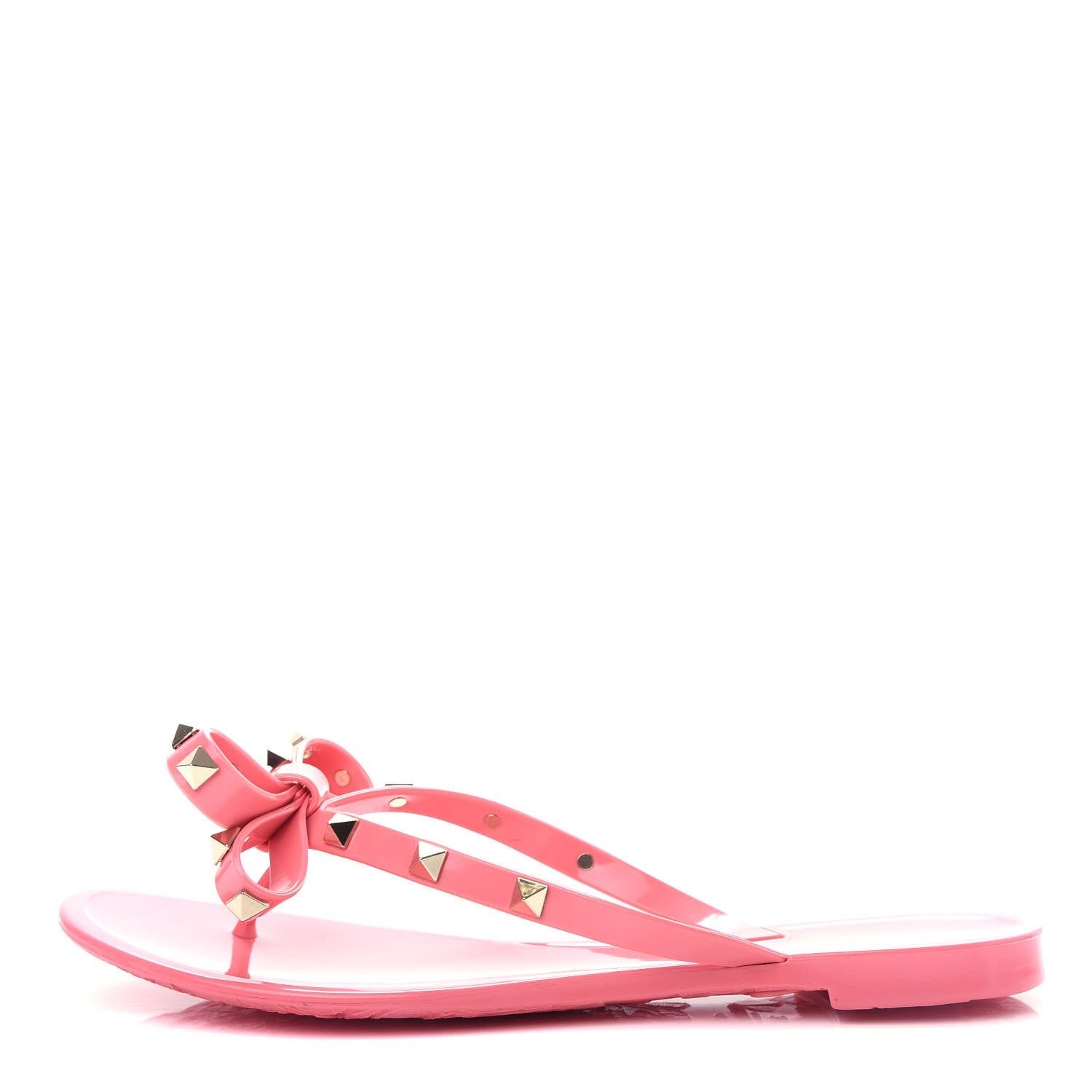 Valentino Garavani PVC Jelly Rockstud Bow Thong Sandals 37 Sweet Pink 1 of 10