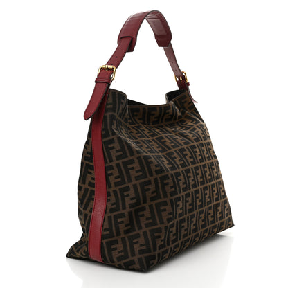 Fendi Zucca Vitello Artic Large Hobo Tobacco Burgundy 3 of 10