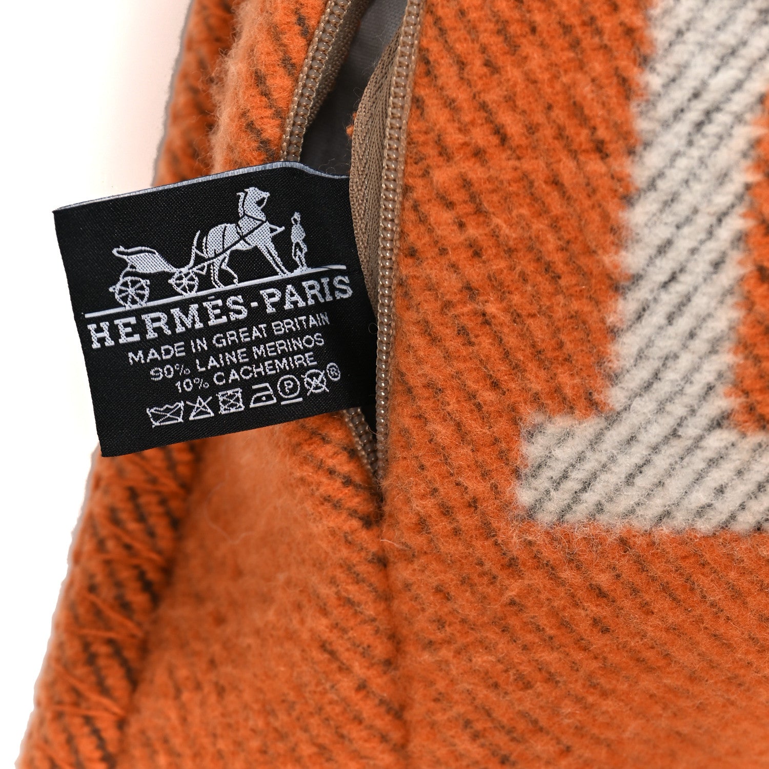 Hermes Wool Cashmere Avalon Pillow PM Ecru Potiron 3 of 3