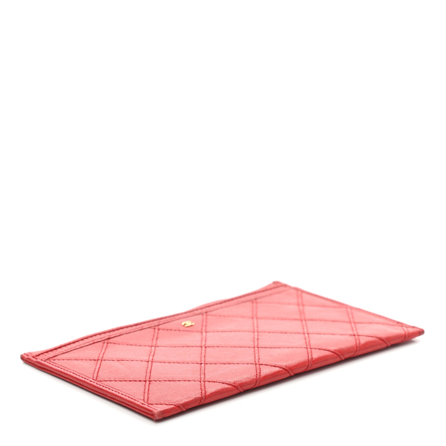 Lambskin Diamond Stitched Card Holder Red