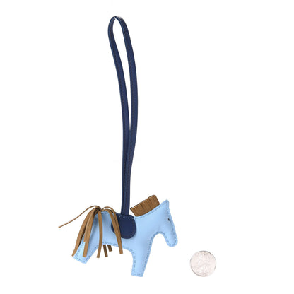 Hermes Milo Lambskin Grigri Rodeo Horse Bag Charm PM Celeste Bleu De Malte Kraft 2 of 4