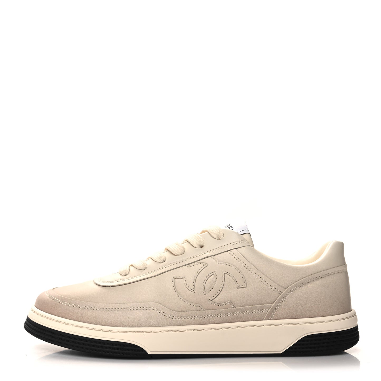 Printed Calfskin Womens CC Logo Sneakers 40.5 Beige