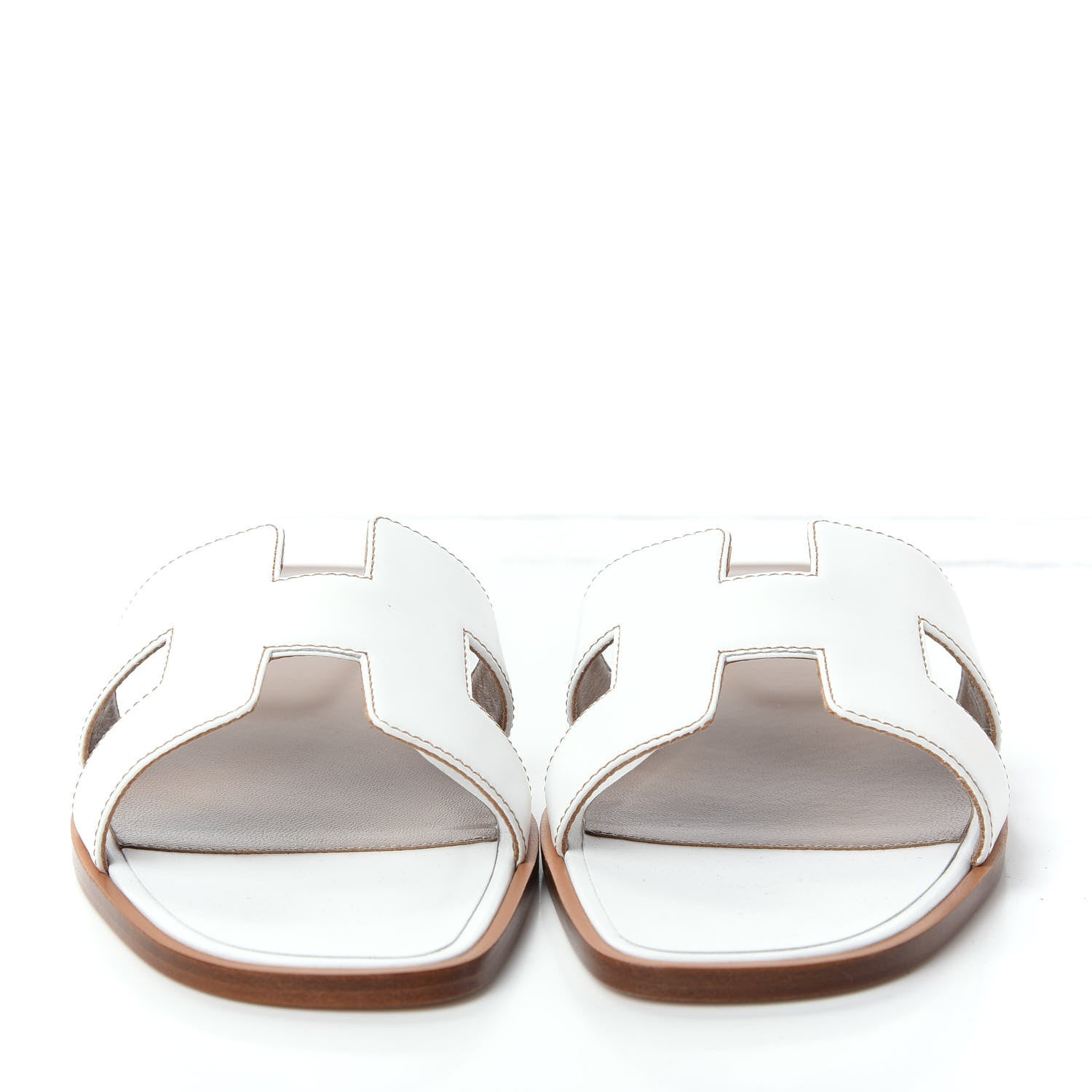 Hermes Box Calfskin Oran Sandals 39 White 2 of 11